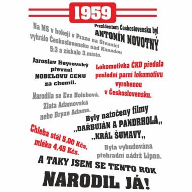 020 Tričko 1959 TO BYL TVŮJ ROK tyrkys