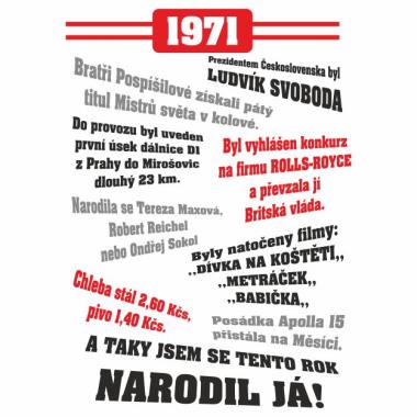 015 Tričko 1971 TO BYL TVŮJ ROK citron