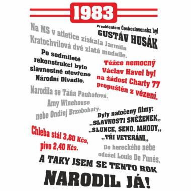 010 Tričko 1983 TO BYL TVŮJ ROK bílé