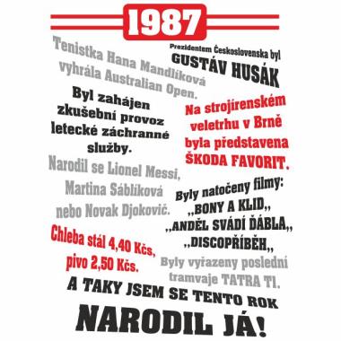 010 Tričko 1987 TO BYL TVŮJ ROK bílé